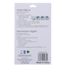 Cargar imagen en el visor de la galería, Kit: 2 Mascarillas Desechables + 1 Termómetro Digital de Axila