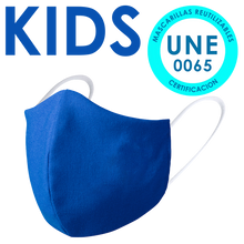 Cargar imagen en el visor de la galería, Mascarilla Higiénica Reutilizable Niños - Color Azul (PERSONALIZABLE)
