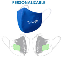 Cargar imagen en el visor de la galería, Mascarilla Higiénica Reutilizable Niños - Color Azul (PERSONALIZABLE)