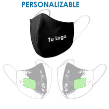 Cargar imagen en el visor de la galería, Mascarilla Higiénica Reutilizable - Color Negro, Azul, Rojo (PERSONALIZABLE)
