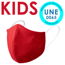 Cargar imagen en el visor de la galería, Mascarilla Higiénica Reutilizable Niños - Color Rojo (PERSONALIZABLE)