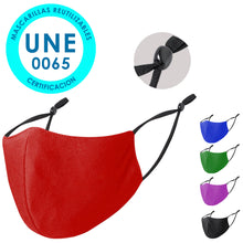 Cargar imagen en el visor de la galería, Mascarilla Higiénica Reutilizable Ajustable - Color Rojo