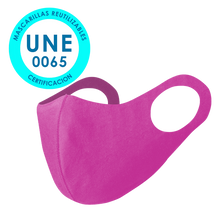 Cargar imagen en el visor de la galería, Mascarilla Higiénica Reutilizable- Elastica, Color Fucsia (PERSONALIZABLE)