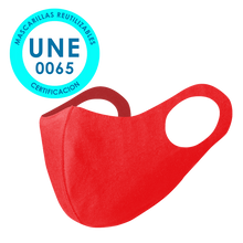 Cargar imagen en el visor de la galería, Mascarilla Higiénica Reutilizable -Elástica, Color Rojo (PERSONALIZABLE)