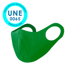 Cargar imagen en el visor de la galería, Mascarilla Higiénica Reutilizable- Elástica, Color Verde (PERSONALIZABLE)