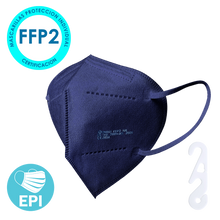 Cargar imagen en el visor de la galería, Mascarilla EPI - FFP2 Protección Personal, NR 95%, 5 capas. (Envase individual) Color Azul