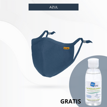 Cargar imagen en el visor de la galería, Mascarilla Higiénica Reutilizable Antivírica - Talla S, M, L (Color Azul), Antibacteriano + Gel Hidroalcohólico 100ml GRATIS
