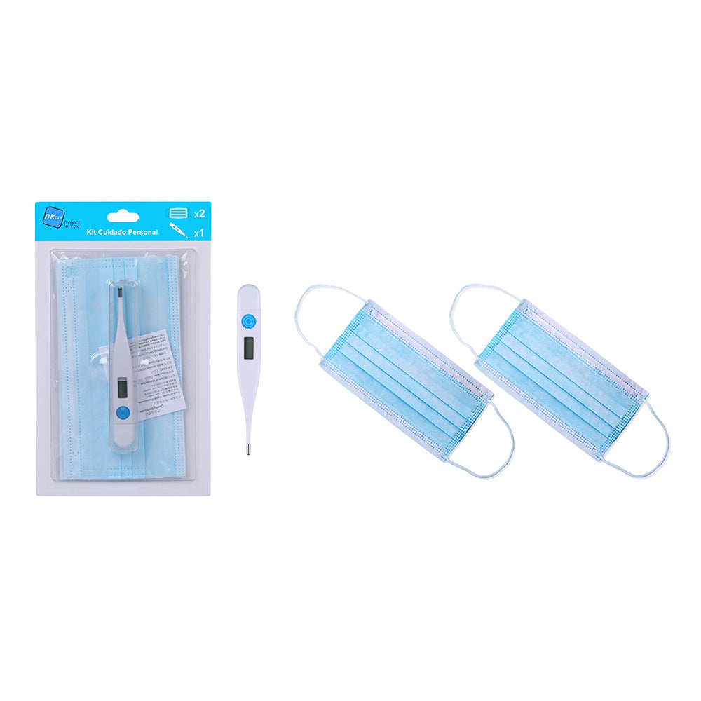 Kit: 2 Mascarillas Desechables + 1 Termómetro Digital de Axila