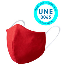Cargar imagen en el visor de la galería, Mascarilla Higiénica Reutilizable - Color Rojo (PERSONALIZABLE) (OFERTA)
