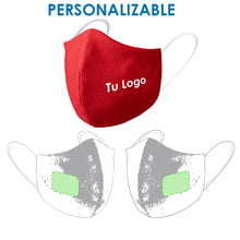 Cargar imagen en el visor de la galería, Mascarilla Higiénica Reutilizable - Color Rojo (PERSONALIZABLE) (OFERTA)
