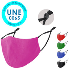 Cargar imagen en el visor de la galería, Mascarilla Higiénica Reutilizable Ajustable - Color Fucsia
