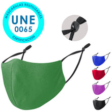 Cargar imagen en el visor de la galería, Mascarilla Higiénica Reutilizable Ajustable - Color Verde
