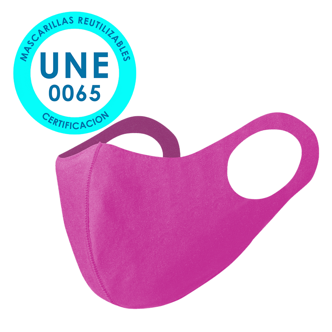 Mascarilla Higiénica Reutilizable- Elastica, Color Fucsia (PERSONALIZABLE)