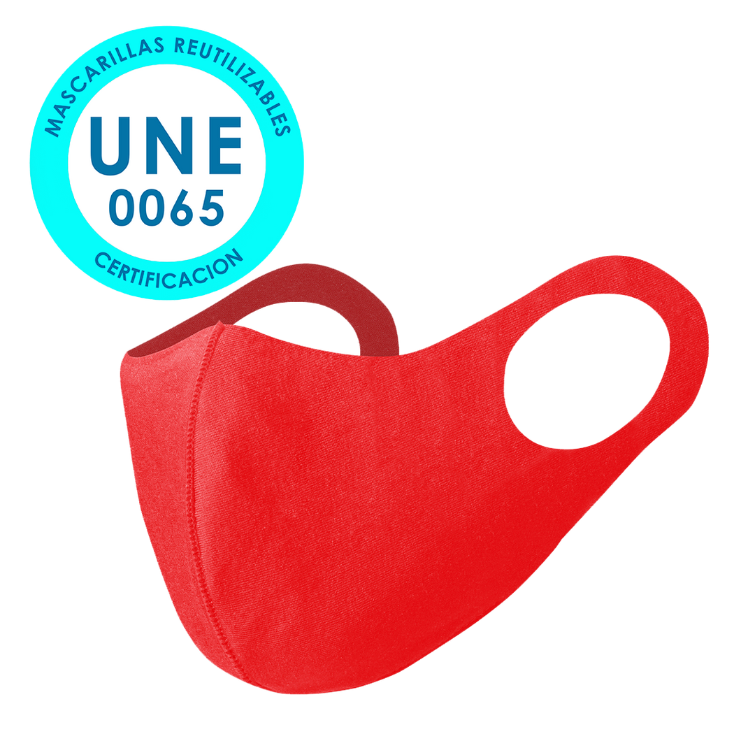 Mascarilla Higiénica Reutilizable -Elástica, Color Rojo (PERSONALIZABLE)