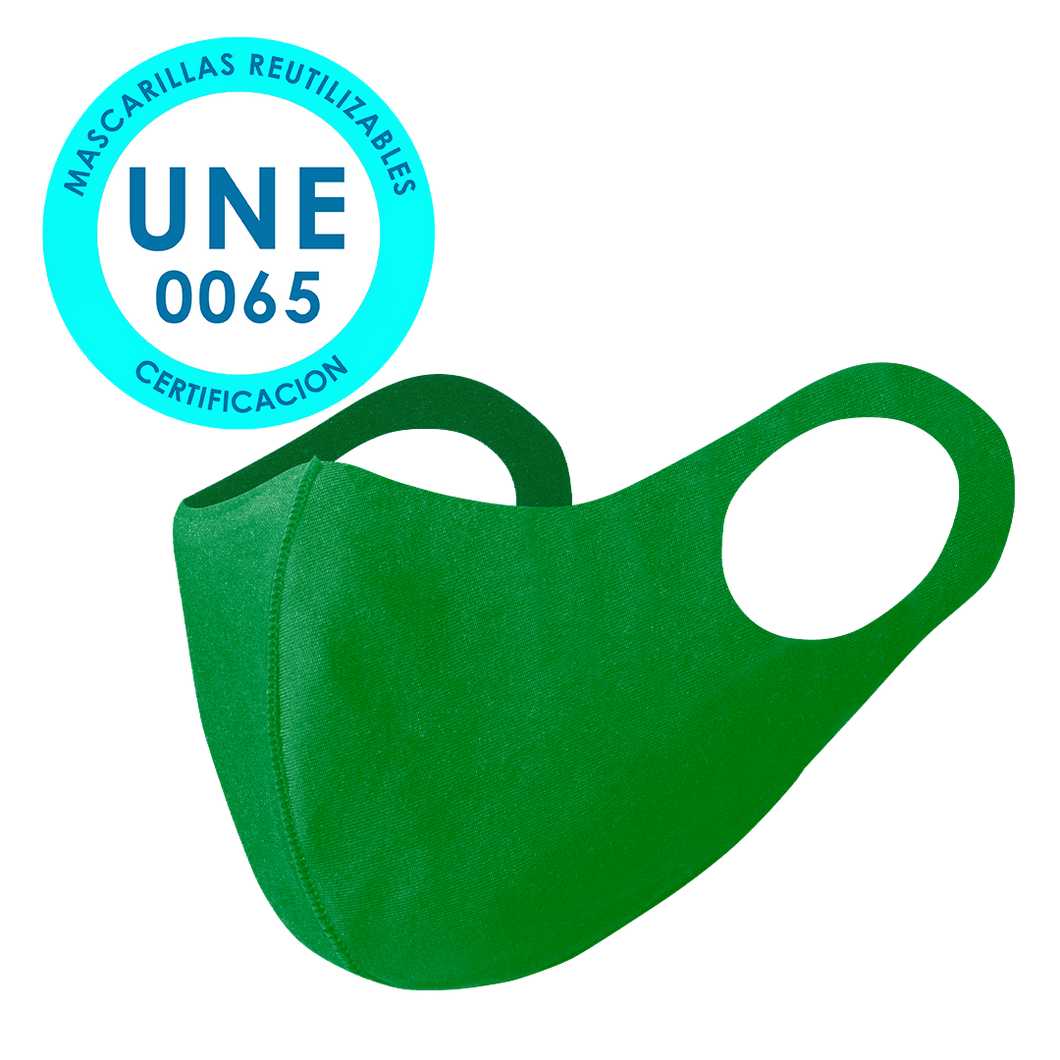 Mascarilla Higiénica Reutilizable- Elástica, Color Verde (PERSONALIZABLE)