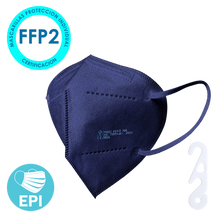 Cargar imagen en el visor de la galería, Mascarilla EPI - FFP2 Protección Personal, NR 95%, 5 capas. (Envase individual) Color Azul
