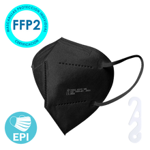 Cargar imagen en el visor de la galería, Mascarilla EPI - FFP2 Protección Personal, NR 95%, 5 capas. (Envase individual) Color Negro
