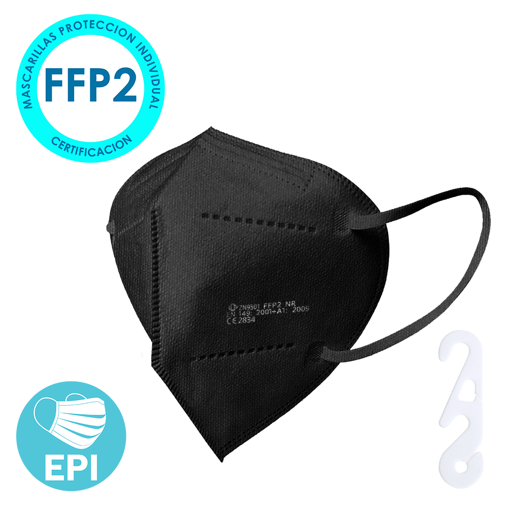 Mascarilla EPI - FFP2 Protección Personal, NR 95%, 5 capas. (Envase individual) Color Negro