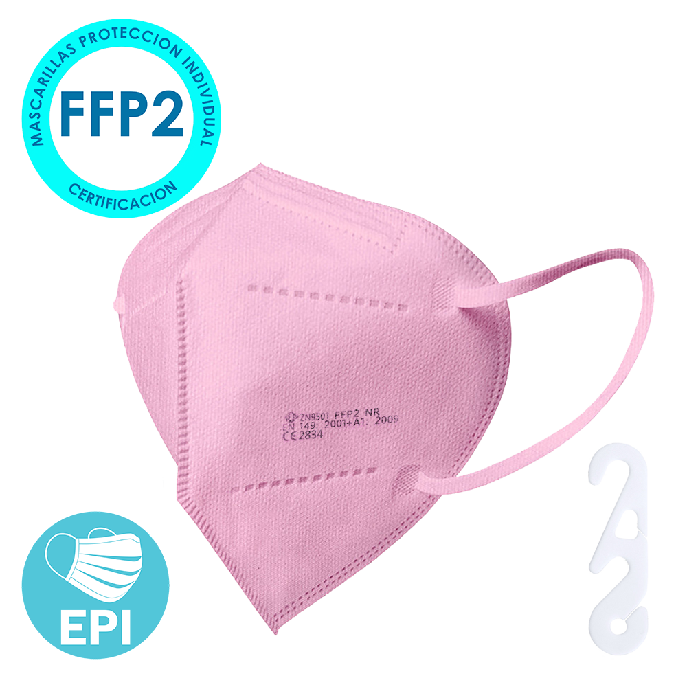 Mascarilla EPI - FFP2 Protección Personal, NR 95%, 5 capas. (Envase individual) Color Rosa