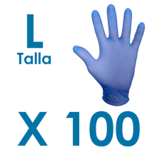 Cargar imagen en el visor de la galería, Guantes Nitrilo Desechables Talla L - libres de Polvo y Latex (100 Unidades - 0,22€/ud)
