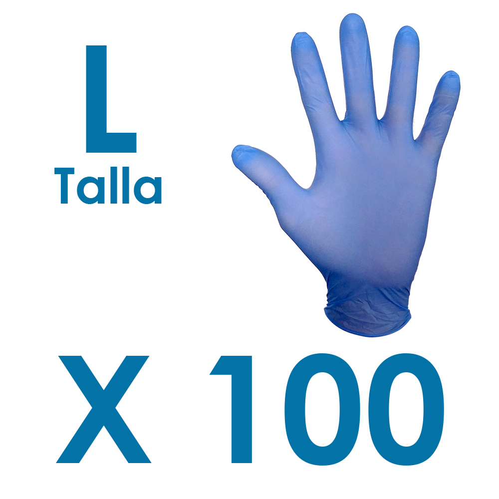 Guantes Nitrilo Desechables Talla L - libres de Polvo y Latex (100 Unidades - 0,22€/ud)