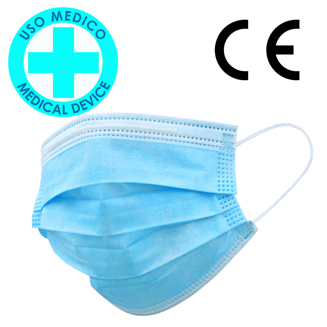 Mascarilla Higiénica con Equivalencia a Mascarilla Quirúrgica Tipo IIR - Color Azul (No Reutilizable) (10 unidades - 0,13€/ud)
